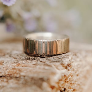 Etched Titanium-Niobium and Copper Wedding Band with Silver Liner, Titanium Ring, Mens Copper Ring, Superconductor Ring, Unique Wedding Ring