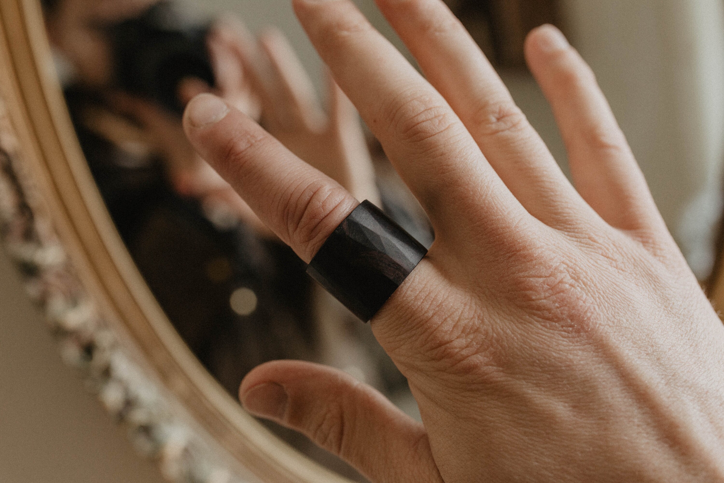 African Blackwood Ring, Wood Ring, Mens Black Ring, Wood Wedding Band, Extra Wide Ring, Unique Ring, Mens Ring, Wooden Ring, Dark Wood Ring