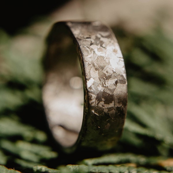 Crystallized Titanium Wedding Band, Titanium Ring, Mens Wedding Band, Unique Wedding Band, Handmade Wedding Band, Boho Wedding Band