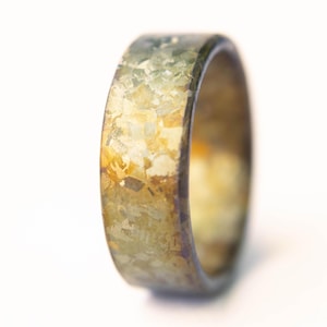 Crystallized Titanium Wedding Band, Flame Anodized Gold Titanium Ring, Mens Wedding Band, Unique Wedding Band, Handmade Wedding Band