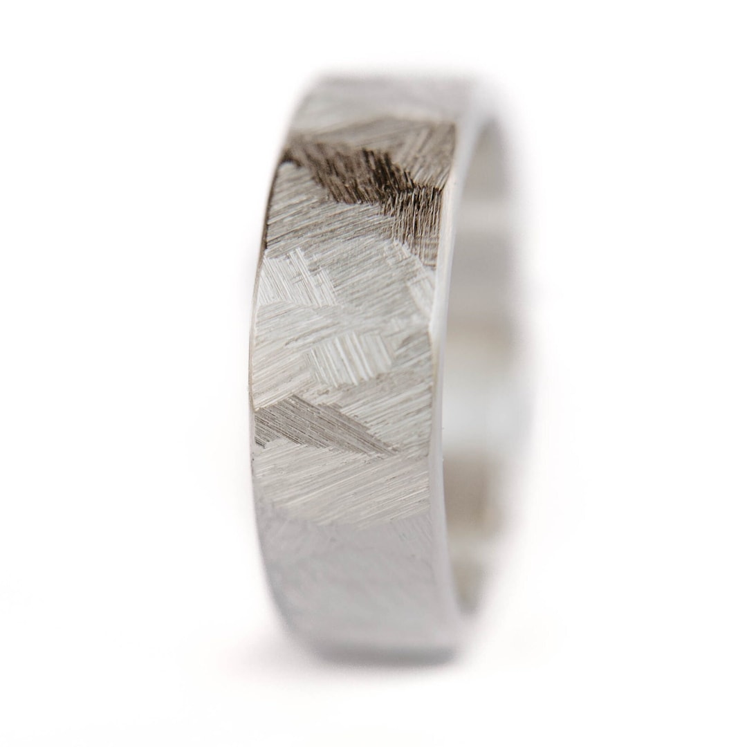 Distressed Silver Wedding Band, Forged Rustic Wedding Ring, Handmade ...