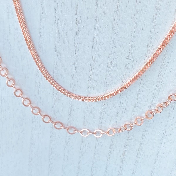 Copper Necklace Chain, Solid Copper Adjustable Chain with Pure Copper Lobster Clasp