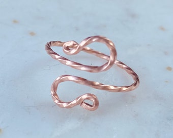 Knuckle Twist Ring, Healing Copper Ring, Dainty Stack Ring