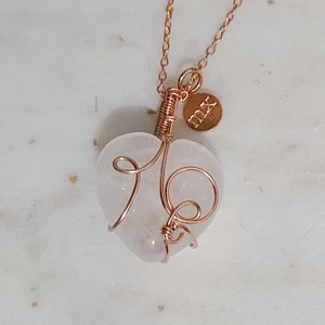 Clear Quartz Heart Wrapped Copper Healing Pendant