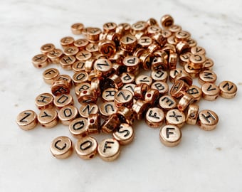 Alfabeto de oro rosa ABC Beads Letras Acrílico Plástico Flat Round Letter Beads Surtido A-Z Bulk Beads