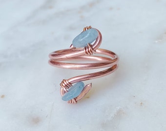 Copper Ring, Gemstone Crystal Birthstone Ring, Healing Gemstone and Copper Ring