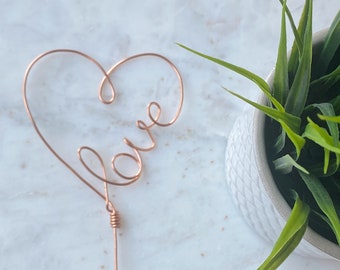 Heart Cake Topper, Wire Love Cake Topper, Wedding, Engagement, Love Cake Wire Topper