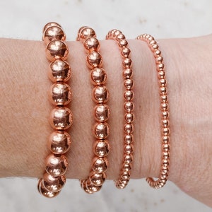 Copper Beaded Bracelet, Healing Copper Bracelet, Beaded Stack Bracelet, 7th Anniversary Gift