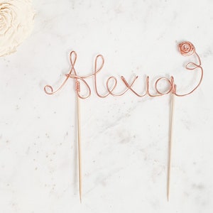 Personalized Cake Topper, Custom Wire Cake Topper, Wire Rose Cake Topper, Custom Name Cake Topper, Personalized Name Cake Topper