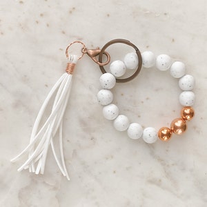 Perlen Schlüsselanhänger und KupferArmband, Silikon Schlüsselanhänger, Frauenarmband Schlüsselanhänger Quaste