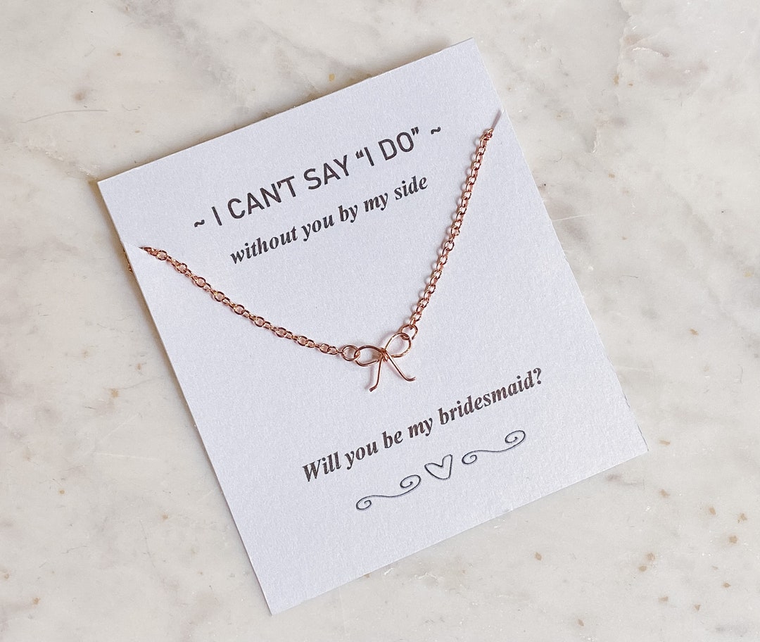 Personalized Bridesmaid Necklace, Bow Necklace, Will You Be My