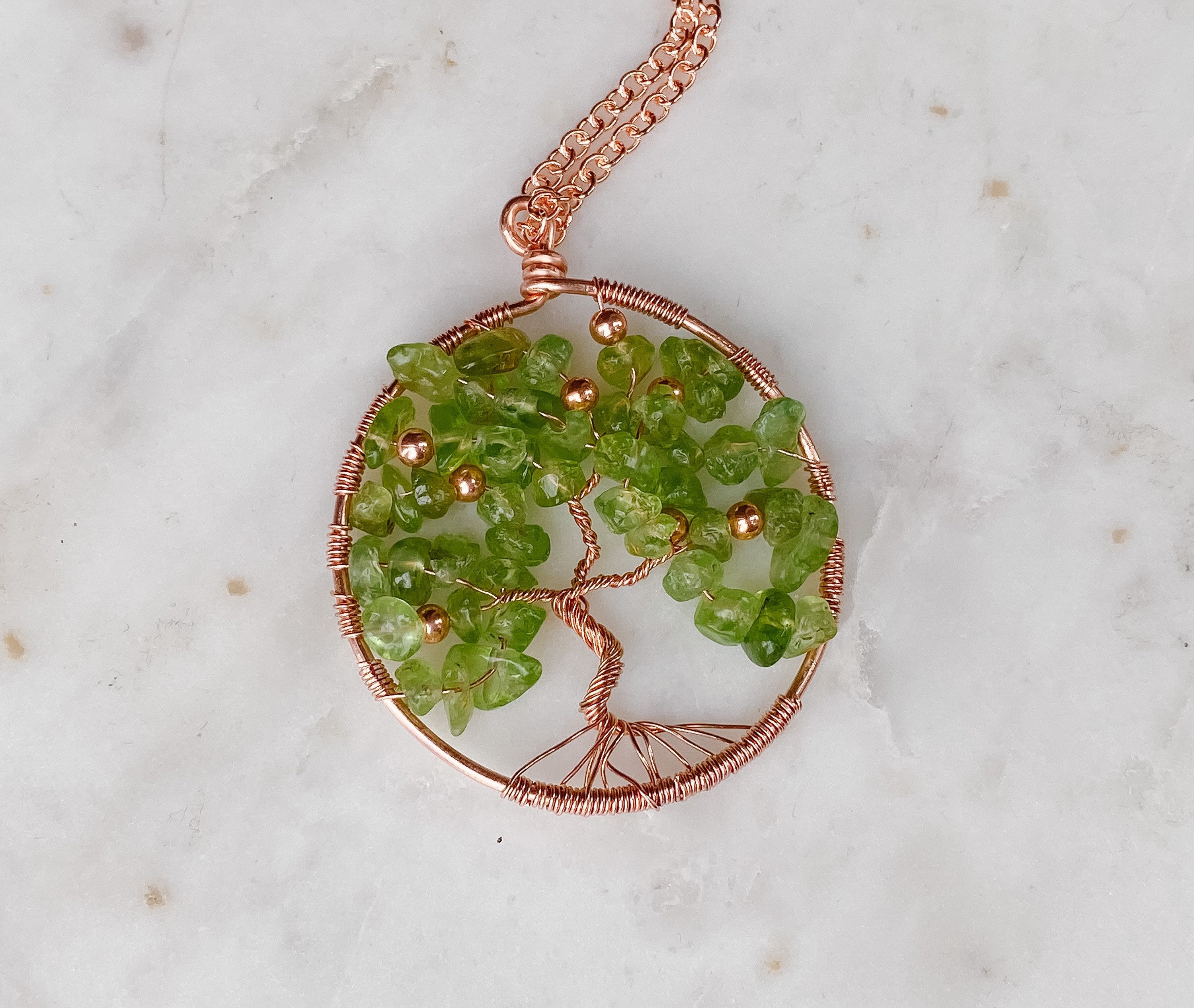 Tree of Life Pendant Necklace, Copper Healing and Natural Gemstones Personalized Tree of Life