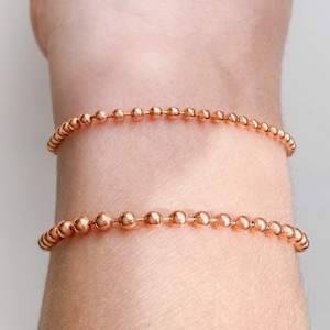 Solid Copper Beaded Chain Bracelet, Copper Bracelet Ball Chain Custom, Anklet Ball Chain