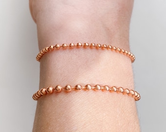 Massief koperen kralenketting, koperen armband kogelketting op maat, enkelband kogelketting