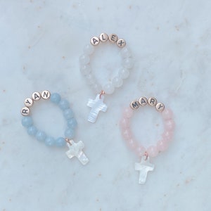 Finger Rosary Favor, Baptism Favors for Girls, Personalized Mini Rosary, Baptism Bomboniere for Boys, Cross Favours
