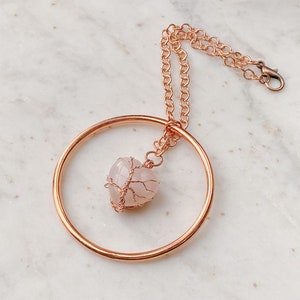 Rose Quartz Heart Tree of Life Car Accessory Rear View Mirror Charm, Car Sun Catcher, Gemstone Car Accessory Rearview