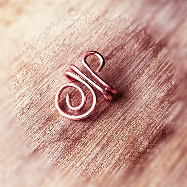 Handcrafted Copper Ear Cuff, Healing Swirl Ear Wrap