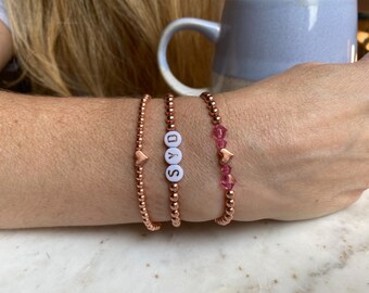 Personalized Stackable Bracelet, Custom Beaded Name Bracelet, Mama Baby Letter Stack, Personalized Arm Candy