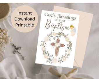Catholic Baptism Card / Printable Baptism Card / Catholic Printable Card / Baptism Card Boy / Baptism Card Girl / Sacrament Gift