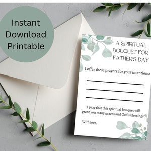 Tarjeta imprimible con ramo espiritual para el Día del Padre / Tarjeta del Día del Padre / Regalo católico / Tarjeta de oración / Regalo espiritual / Tarjeta católica