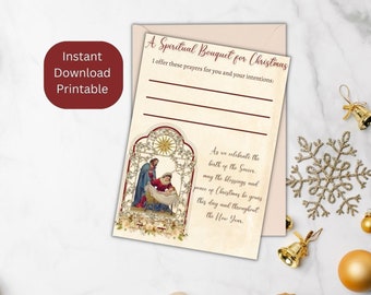 Christmas Spiritual Bouquet Card / Printable Spiritual Bouquet / Prayer Card / Christmas Gift / Catholic Card / Spiritual Card