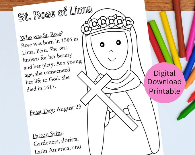 St. Rose of Lima Coloring Page / Printable Saint Coloring