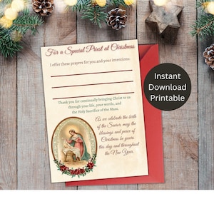 Carta bouquet spirituale di Natale del sacerdote/regalo cattolico/carta di preghiera/regalo spirituale/carta cattolica/carta prete/cartolina di Natale