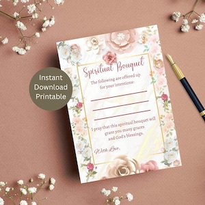 Carte imprimable bouquet spirituel / cadeau catholique / carte de prière / cadeau spirituel / carte catholique / carte spirituelle / carte de prière florale