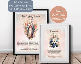 Marian Prayers Print Bundle / Hail Holy Queen / Memorare Gebet / katholische Drucke / katholische Geschenke / Marian Printable