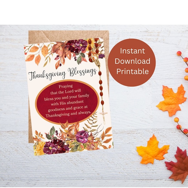 Thanksgiving Card / Catholic Card /Printable Card / Thanksgiving Blessings / Thanksgiving Prayer