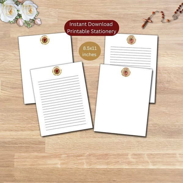 Printable Catholic Stationery / Catholic Letterhead / 8.5x11 inch Stationery / Writing Paper / Lined and Unlined Paper