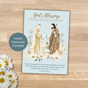 Catholic Engagement Printable Card, Catholic Greeting Card, Engagement Gift for Couple, Mary and Joseph, Instant Download