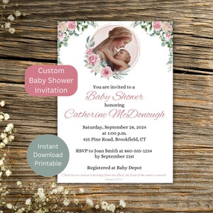 Benutzerdefinierte Baby-Dusche-Einladung, katholische druckbare Einladung, personalisierte Baby-Dusche einladen, Sofort Download
