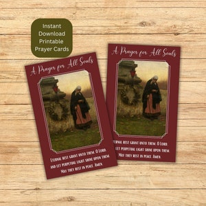 All Souls&#39; Day Printable Prayer Cards, Catholic Prayer, Feast of All Souls, Instant Download