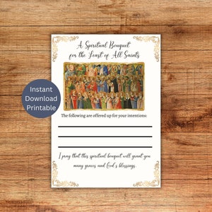 All Saints&#39; Day Spiritual Bouquet Card, Printable Catholic Prayer Card, Spiritual Card, Instant Download