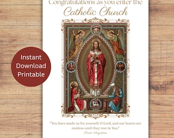 Printable Catholic Welcome to the Church Card, Greeting for RCIA or OCIA Instant Download