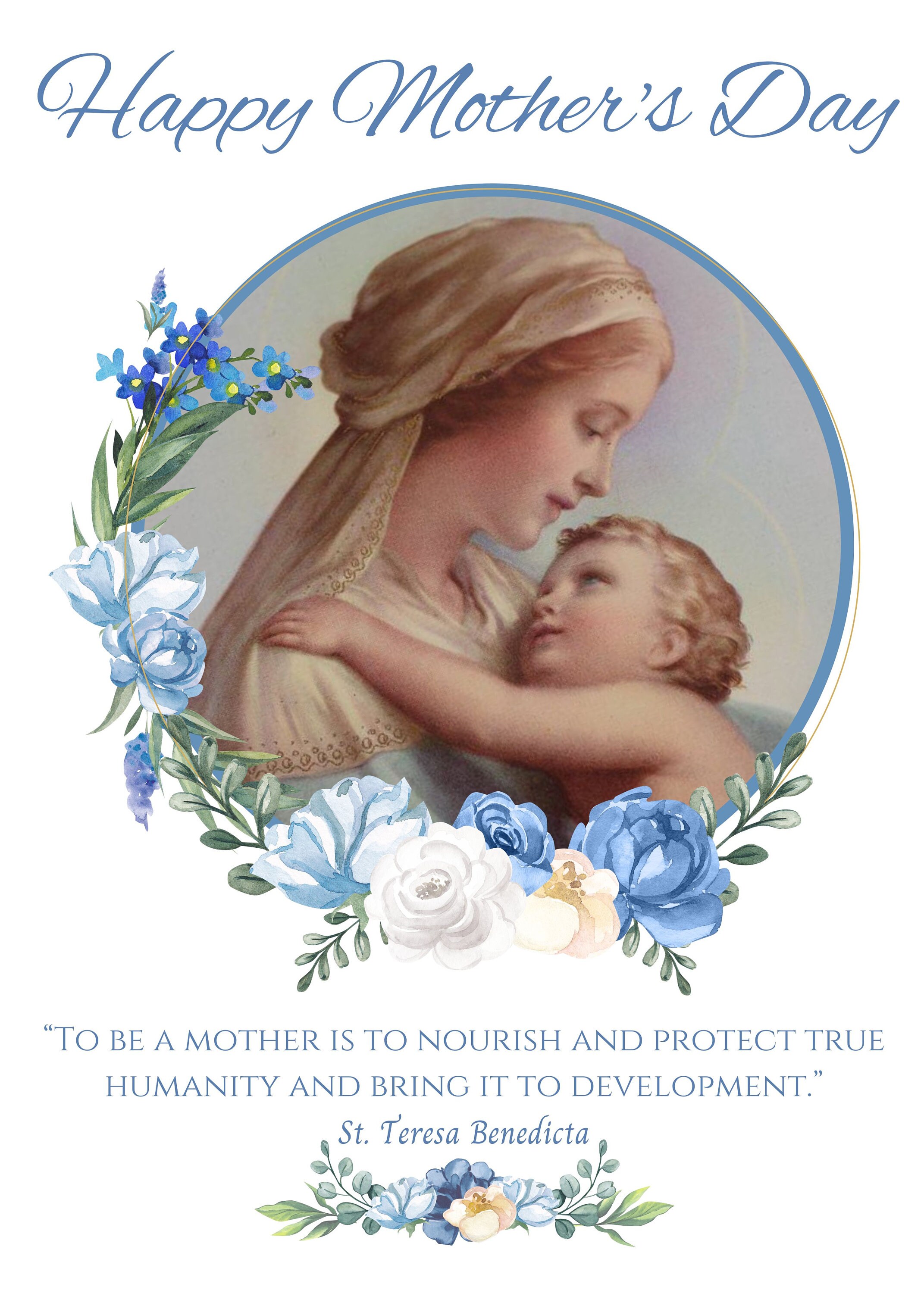 Catholic Mother's Day Printable Card, Happy Mother's Day, Marian Gift ...