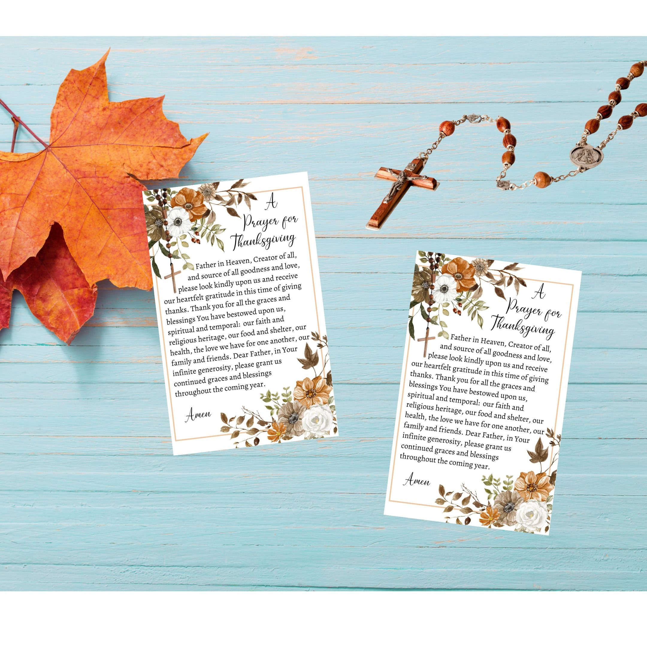 Thanksgiving Prayer Cards / Catholic Prayer Card / Printable Prayer Card / Catholic Gift ...