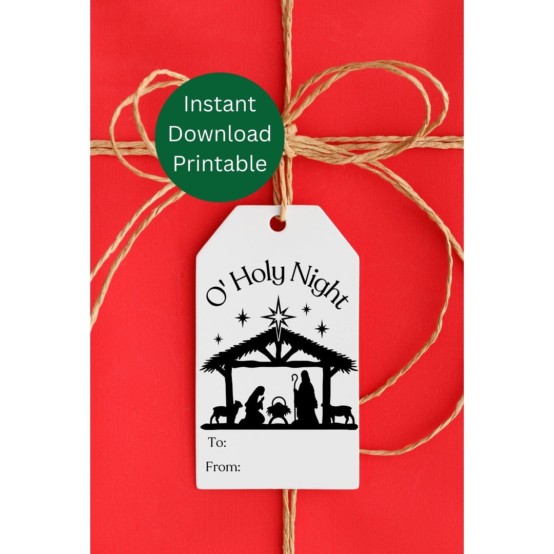 Christmas Printable Gift Tags, Nativity Gift Tags, Black and White ...