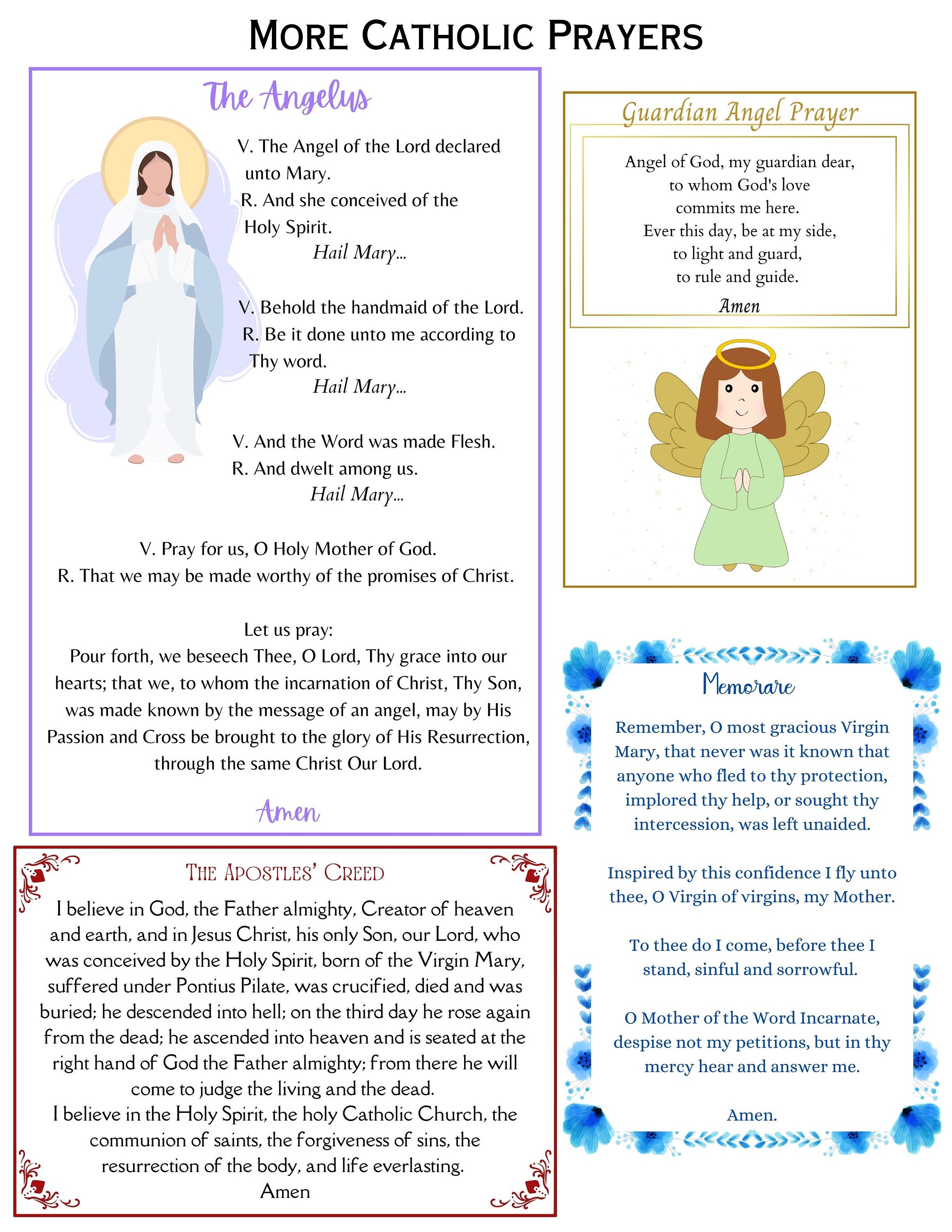 Catholic Prayers Printable Prayers for Children Angelus Guardian Catholic Prayers Printable Prayers for Children Angelus Guardian