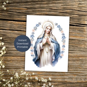 Carte catholique imprimable pour toutes les occasions, carte de la Vierge Marie, voeux catholique, carte de correspondance mariale, téléchargement immédiat