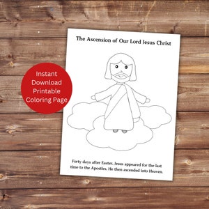 Ascension of the Lord Coloring Page, Printable Jesus Coloring, Catholic Kid&#39;s Activity, Easter Season Coloring, Instant Download
