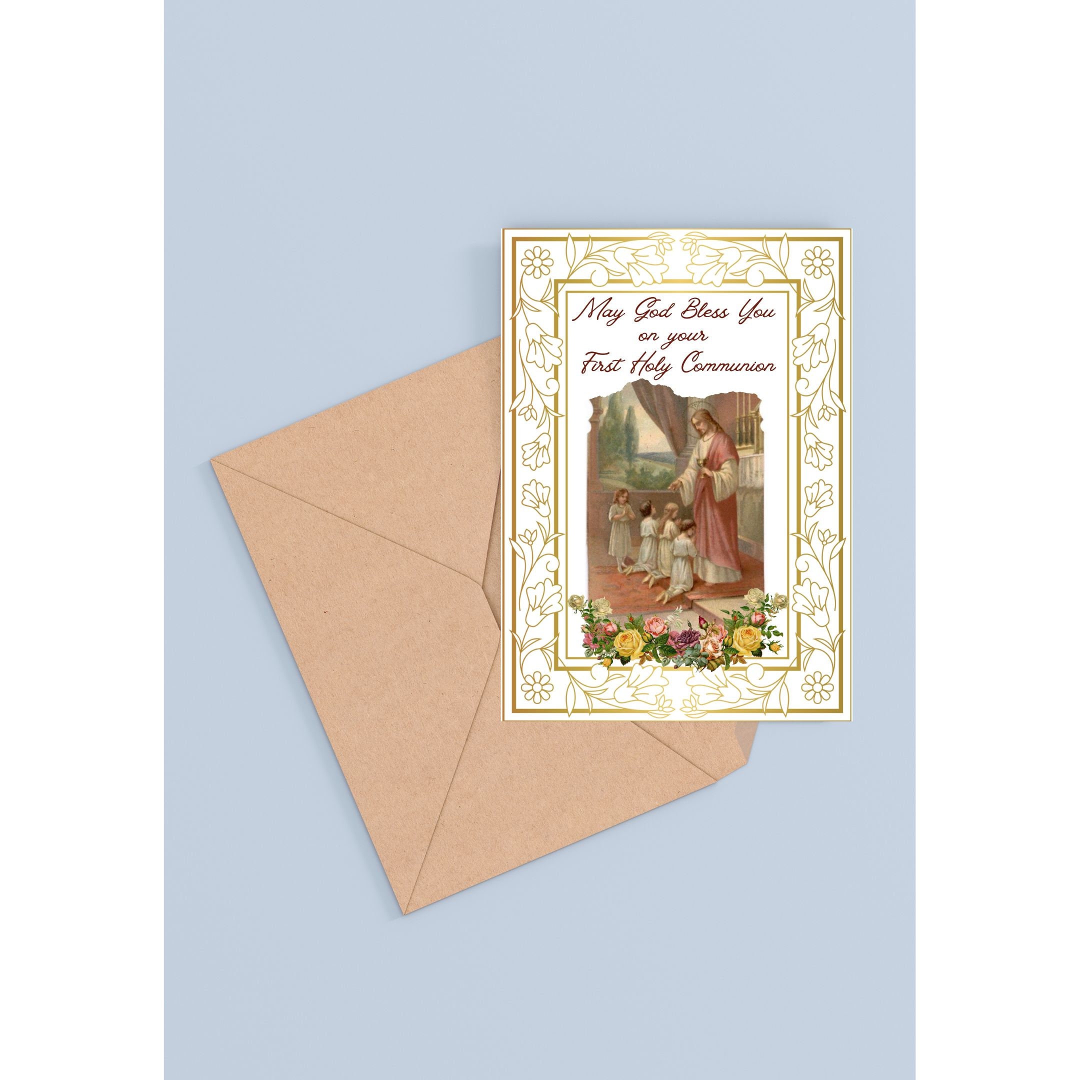 First Holy Communion Card, Printable Catholic Sacrament Greeting ...