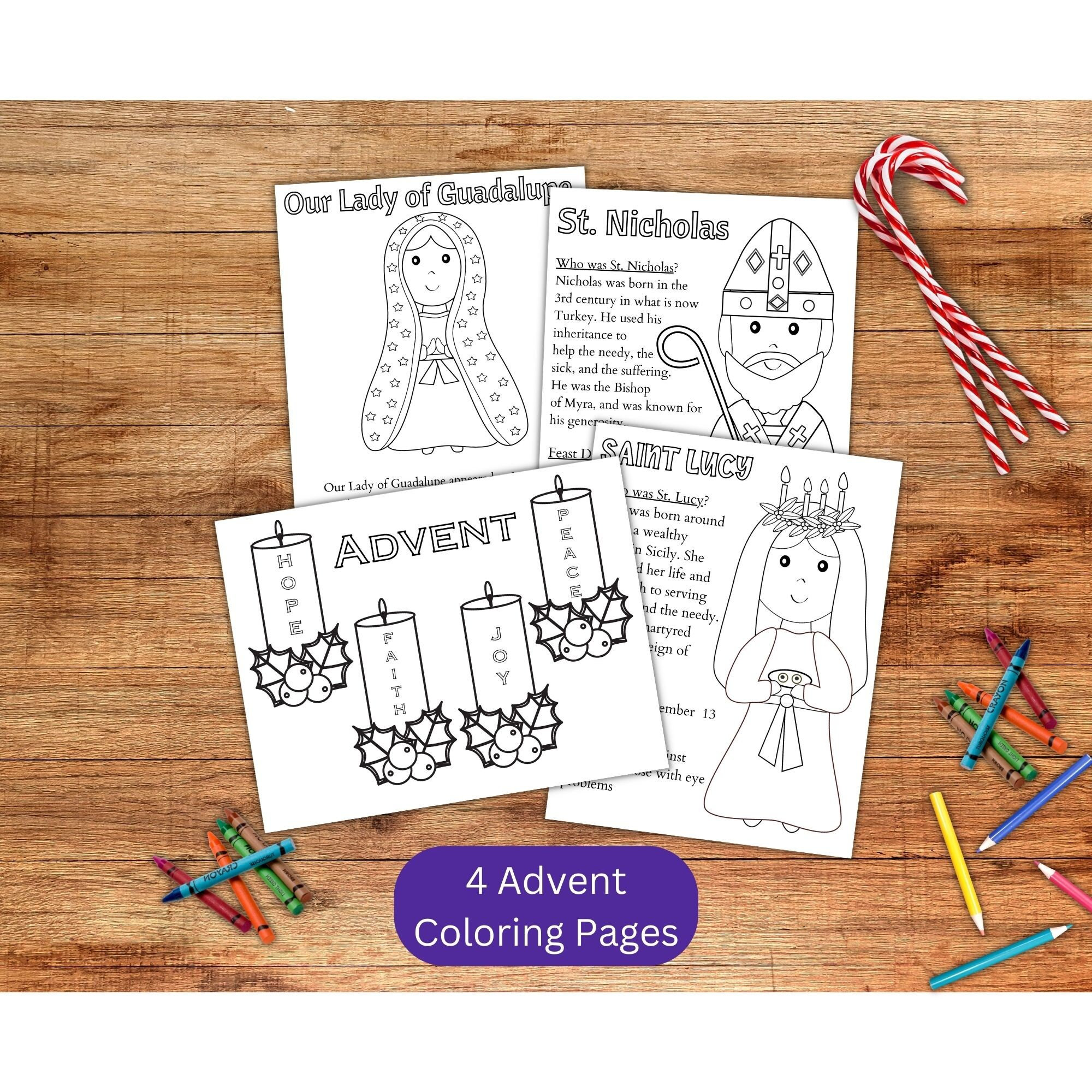 Advent Coloring Pages Bundle / Catholic Kids Coloring / St. Nicholas ...