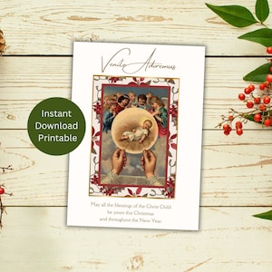 Weihnachtskarte für Priester, Weihnachtssegen, katholische druckbare Karte, Jesus in der Eucharistie, sofortiger Download