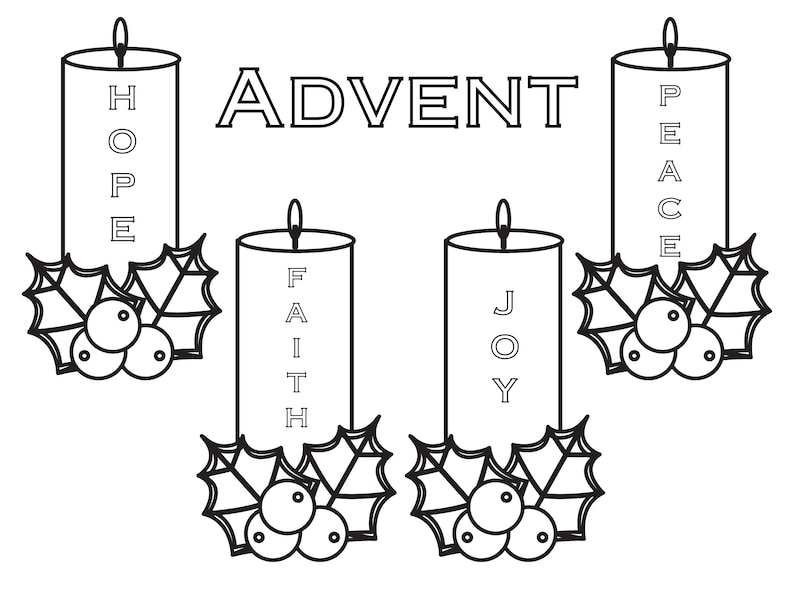 Advent Wreath Coloring Page / Printable Catholic Coloring Page / Advent
