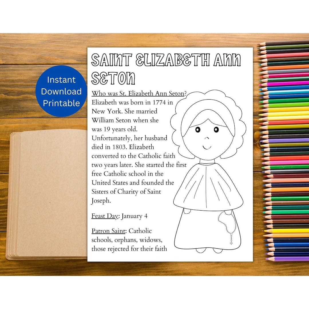 St. Elizabeth Ann Seton Coloring Page / Printable Saint Coloring Page
