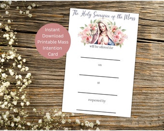 Mass Intention Card / Catholic Mass Card / Printable Mass Card / Spiritual Gift / Catholic Card / Spiritual Card