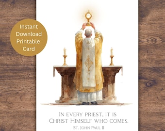 Tarjeta imprimible para sacerdote, saludo de agradecimiento para sacerdote católico, agradecimiento al pastor, ordenación sacerdotal, domingo de la ordenación sacerdotal, descarga instantánea.
