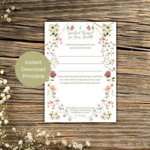 Beterschap spirituele boeketkaart, katholieke afdrukbare gebedskaart, gebeden voor gezondheid, instant download